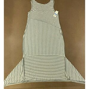 Ella Moss Women's Size XL Gray White Striped Drape Hem Kaylee Tank Dress NWT